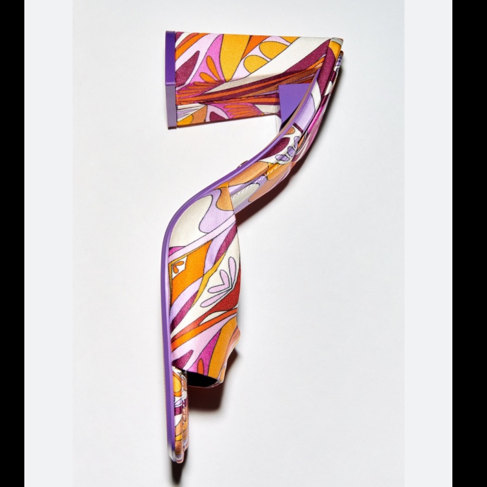 Zara printed high heel sandals